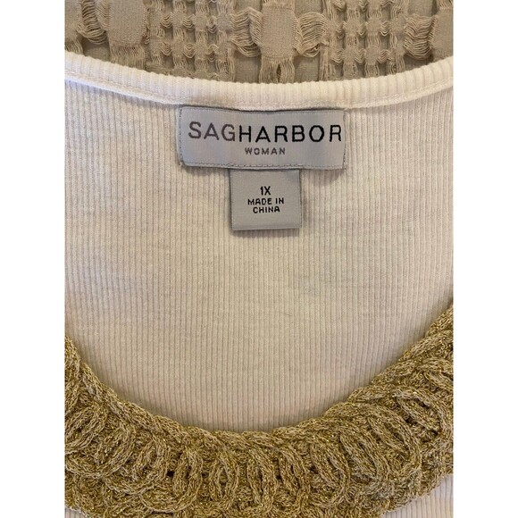 Sag Harbor Blouse Size 1X Top Sleeveless Rounded Neckine Stretch Stylish Dressy - Picture 6 of 9